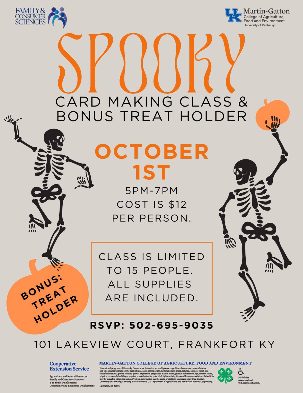 Spooky Card Making Class with bonus treat holder!