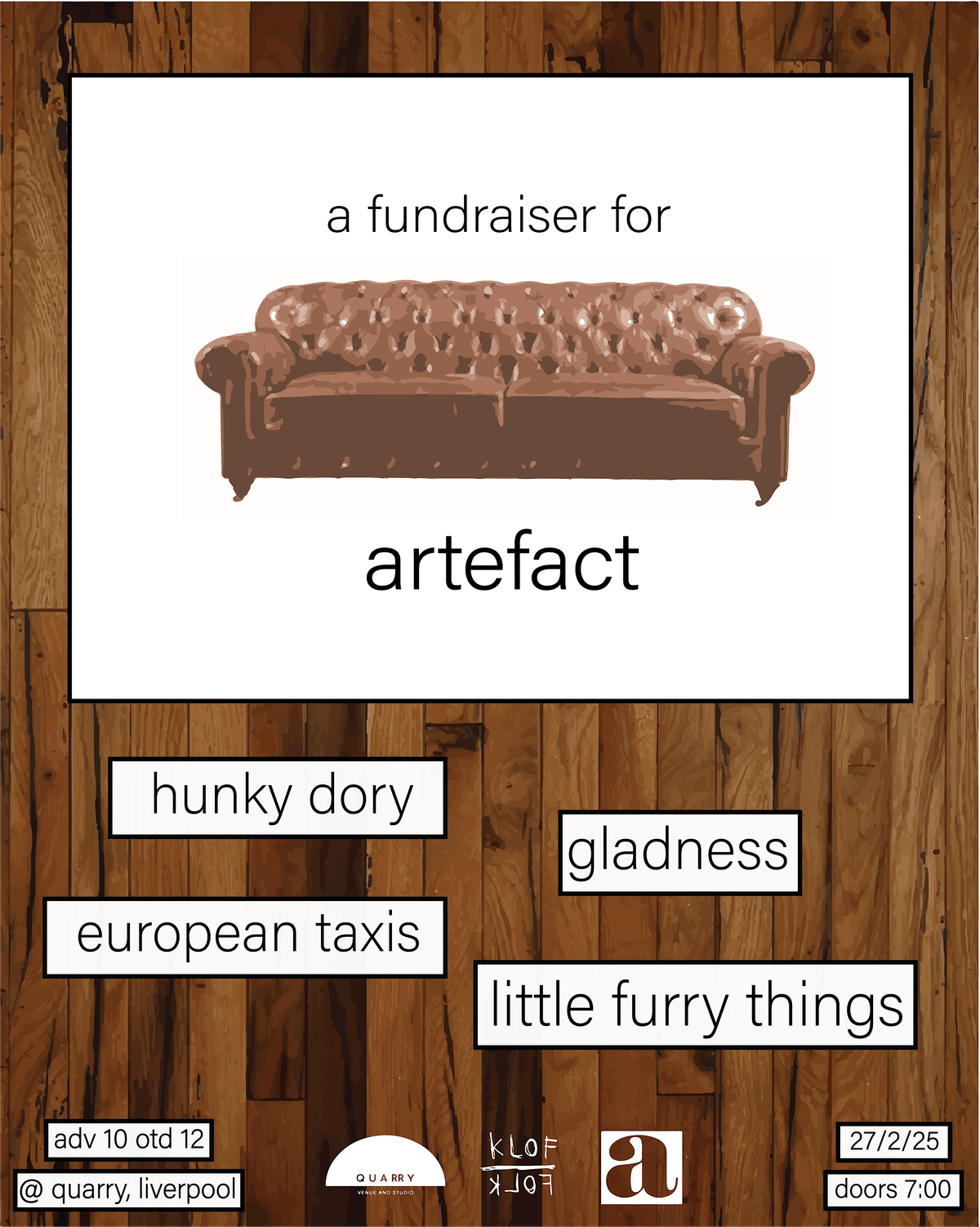 Klof Presents: A Fundraiser for Artefact @ Quarry