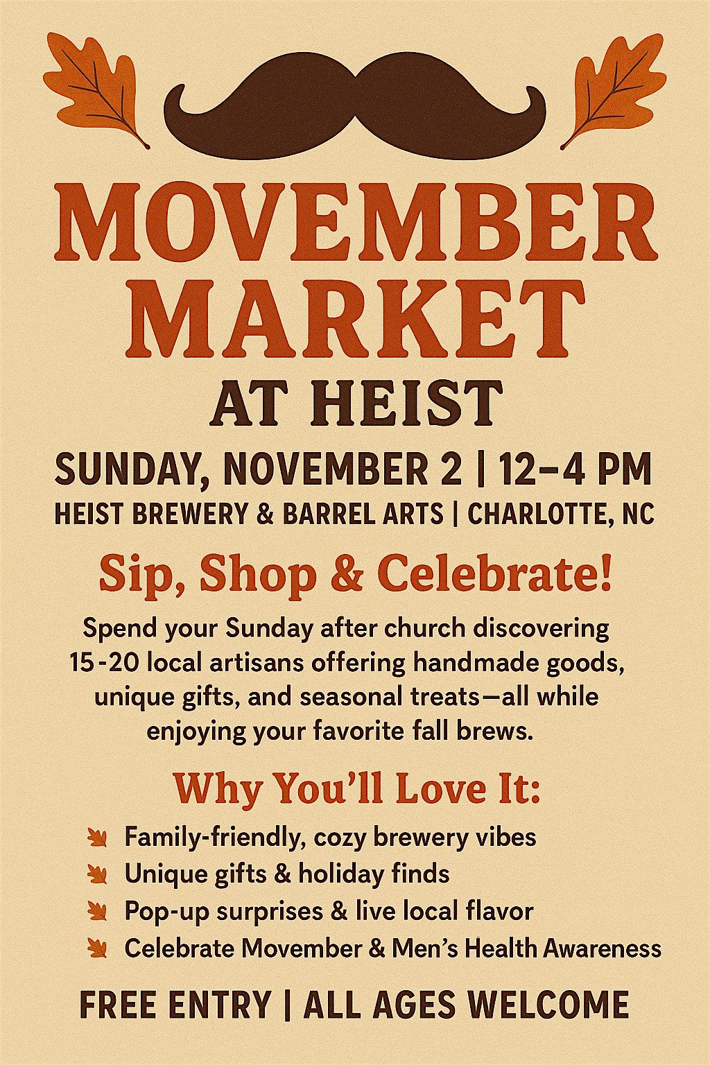 Movember Market @ Heist Brewery & Barrel Arts