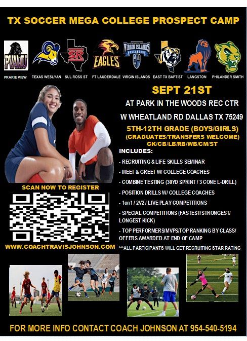 TX SOCCER BOYS \/ GIRLS MEGA COLLEGE PROSPECT CAMP SEPT 21ST