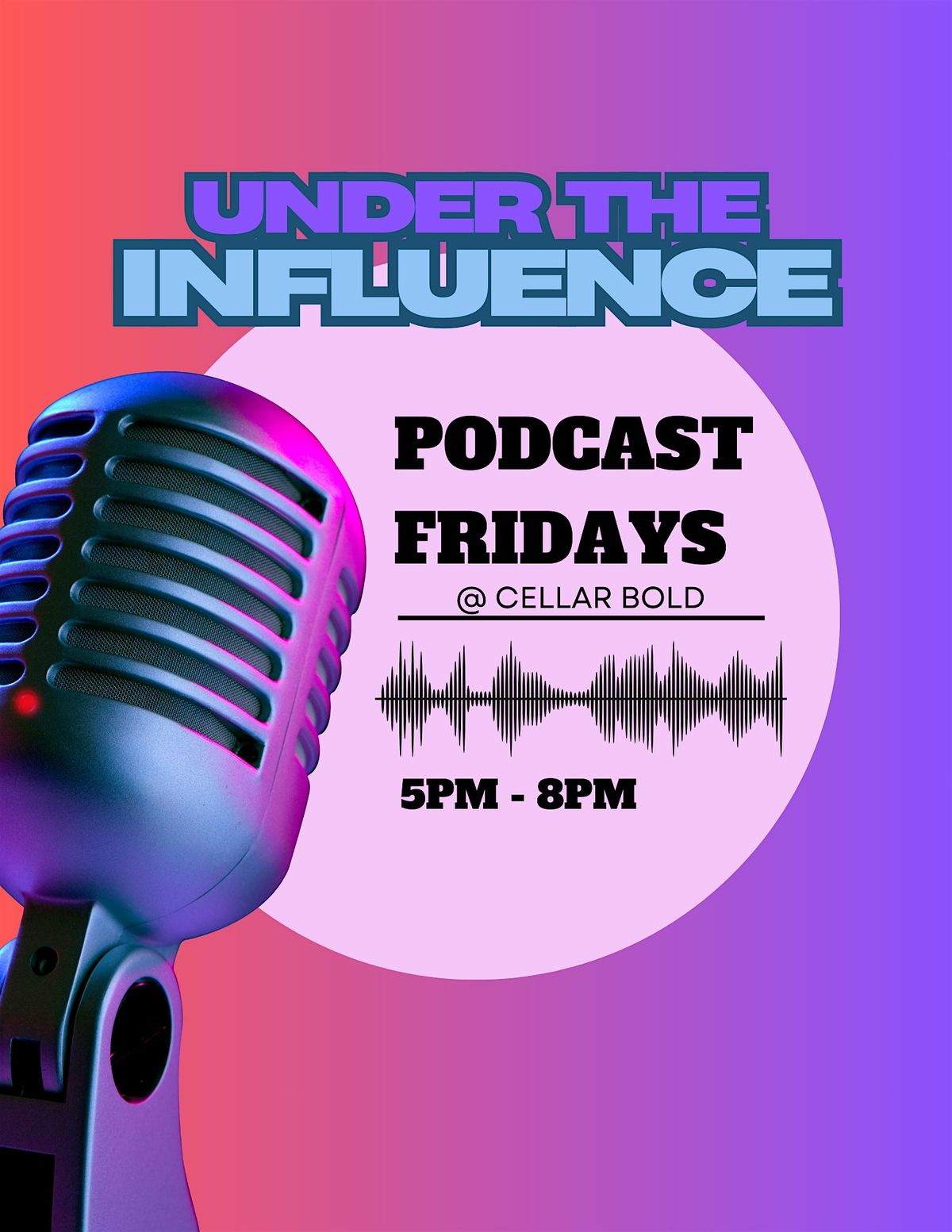 "Under The Influence" Podcast Fridays @ Cellar Bold & Distillery