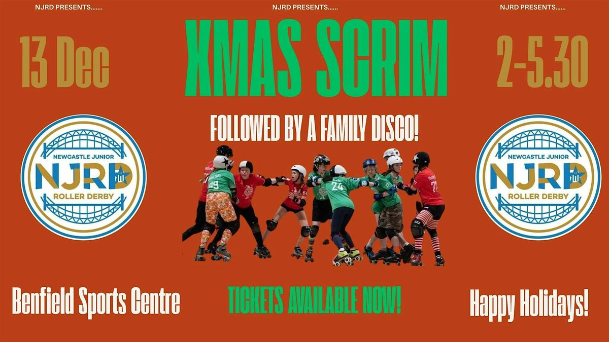 Mixed junior roller derby scrim and Christmas family roller disco