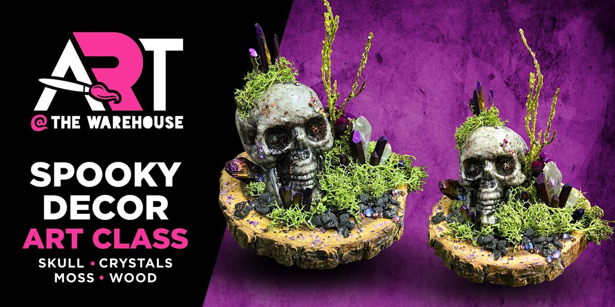 Halloween Art Class - Spooky Decor with Skull, Crystals, Moss & Wood!