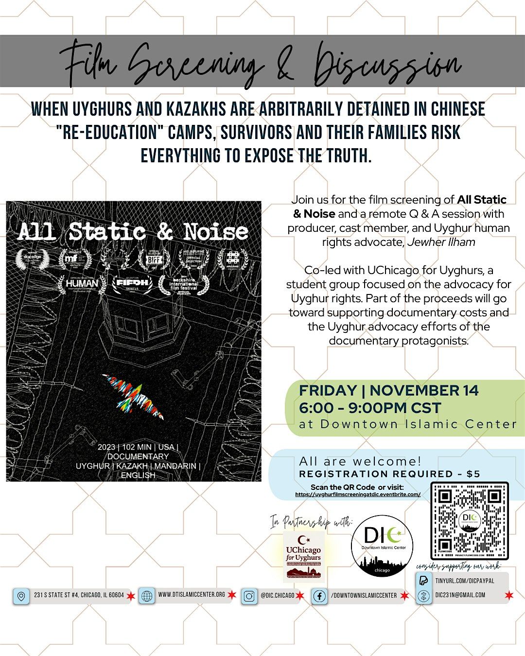 DIC Presents: Uyghur Film Screening + Discussion