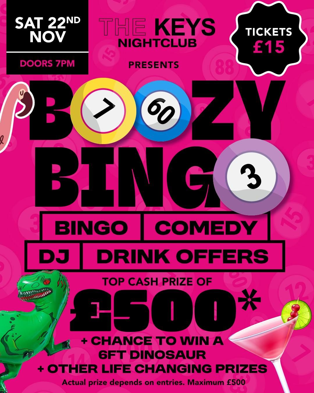 Boozy Bingo with \u00a3500 prize money*