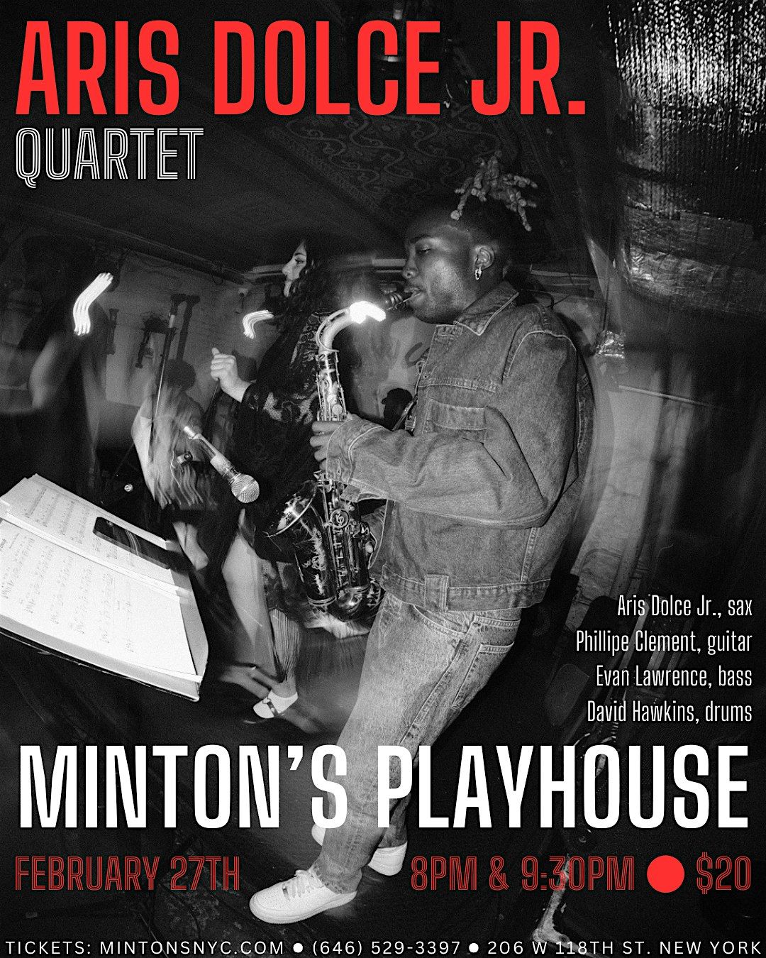 Thurs. 02\/27: Aris Dolce Jr. Quartet at Minton's Playhouse NYC.