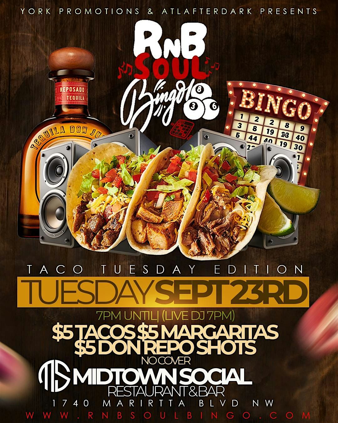 RSVP NOW FOR: Rnb Soul Bingo on Taco Tuesdays at Midtown Social ATL