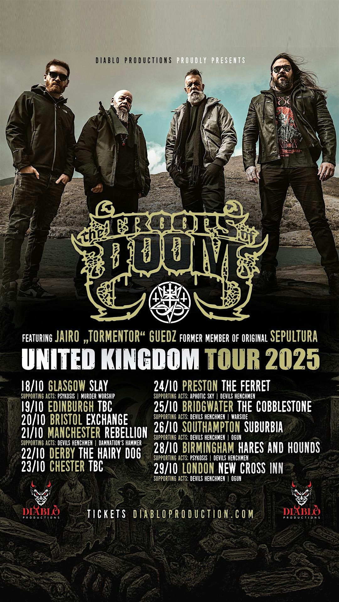 The Troops of Doom in Derby, UK Tour 2025 ft. Jairo 'Tormentor' Guedz