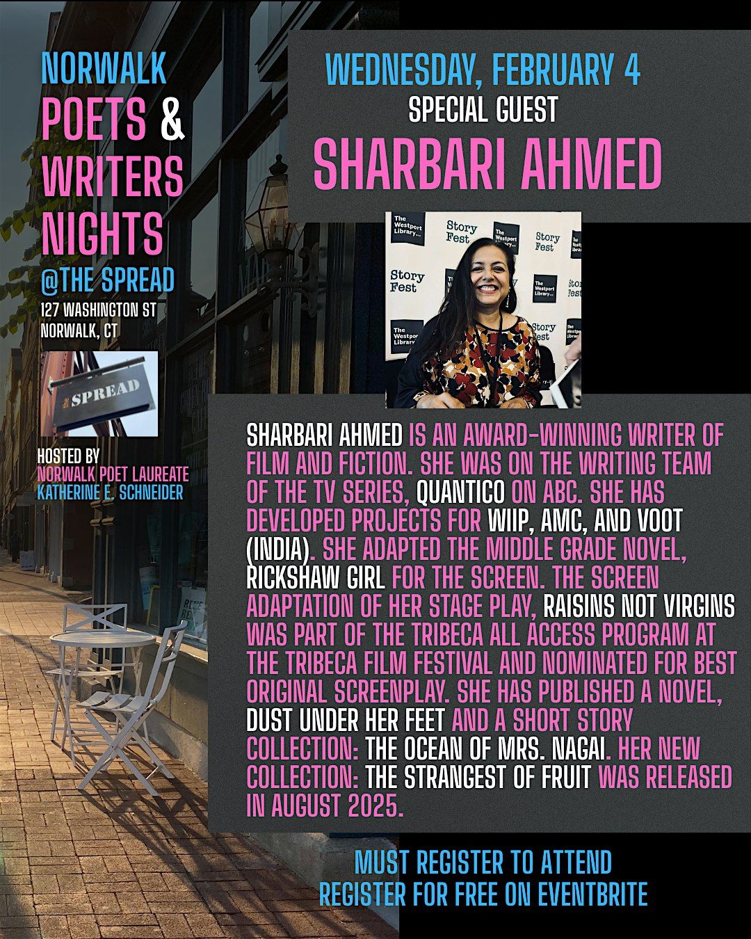 Norwalk Poets & Writers Night \u2013 Featuring Writer Sharbari Ahmed