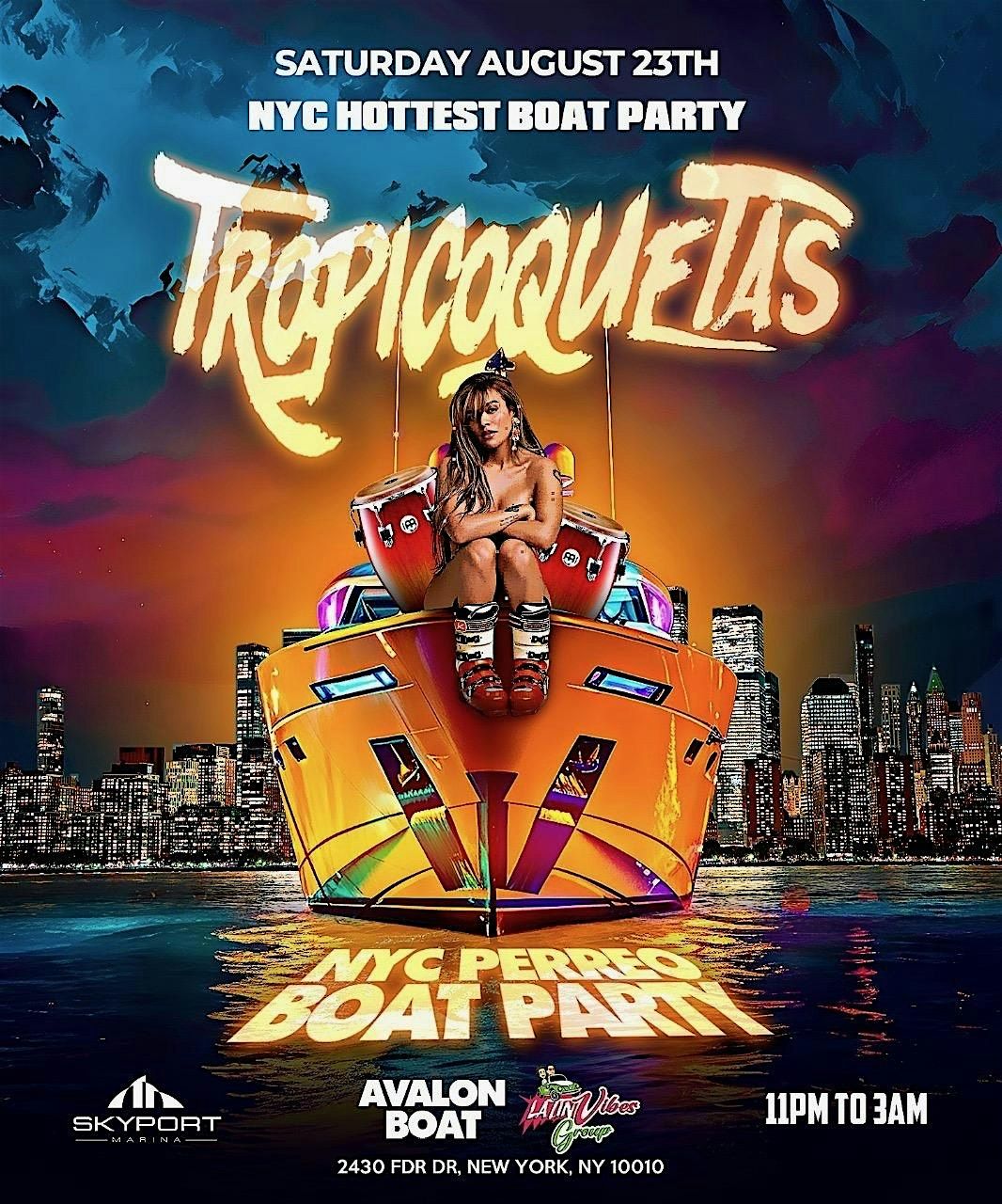 TROPICOQUETAS NYC PERREO CRUISE PARTY\/ AVALON