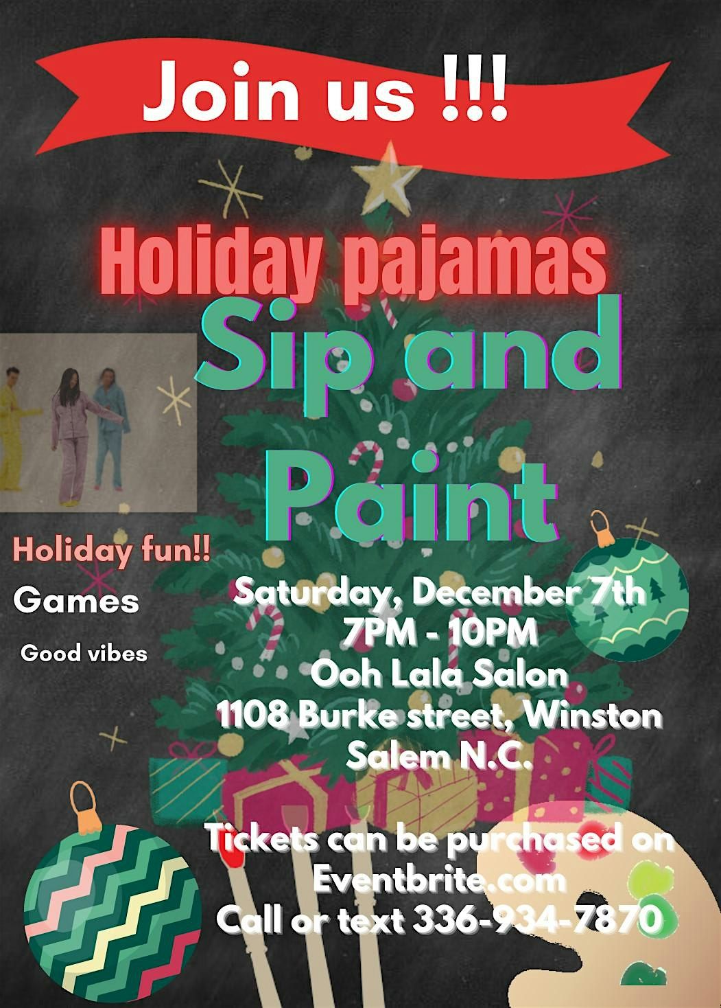 Holiday pajama sip and paint