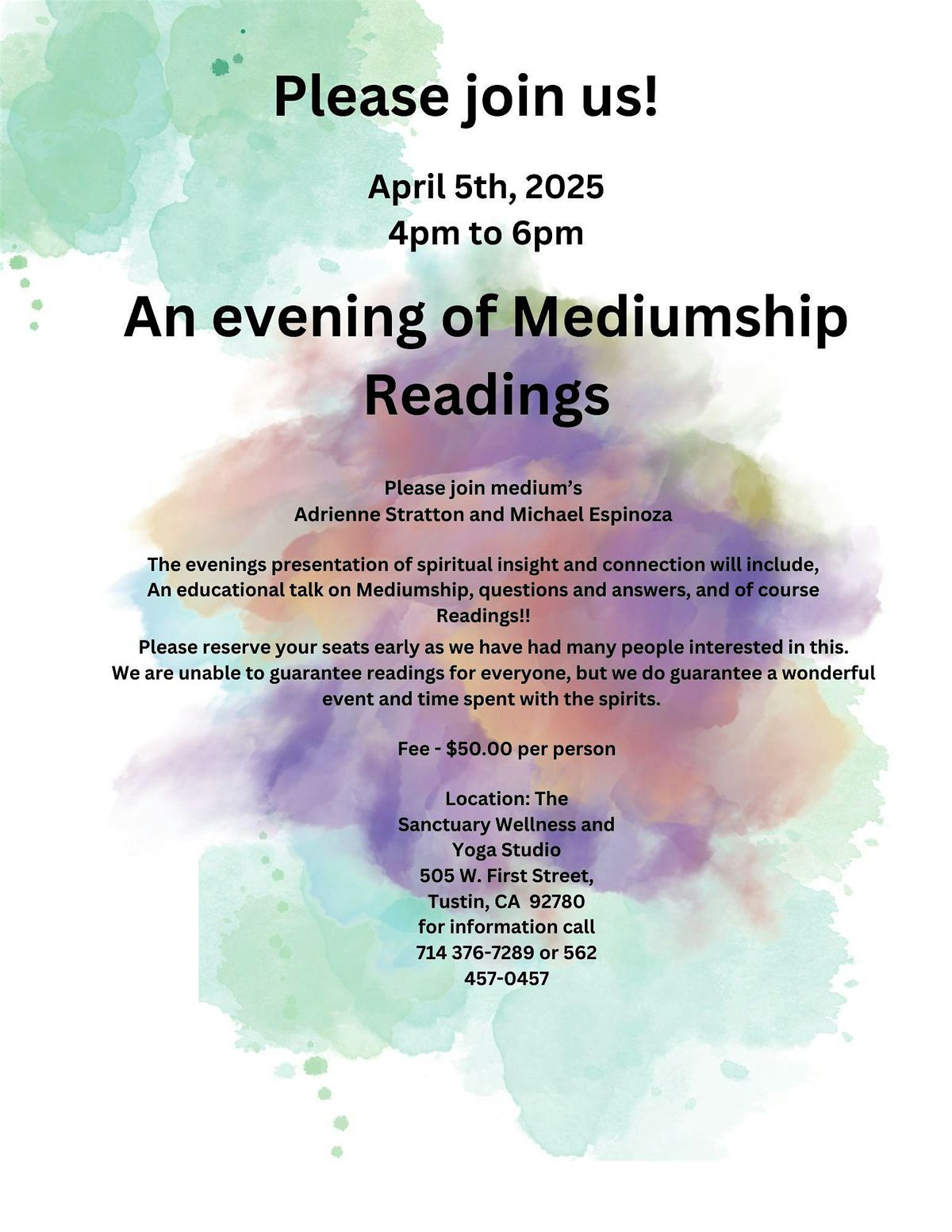 An evening of Mediumship Readings