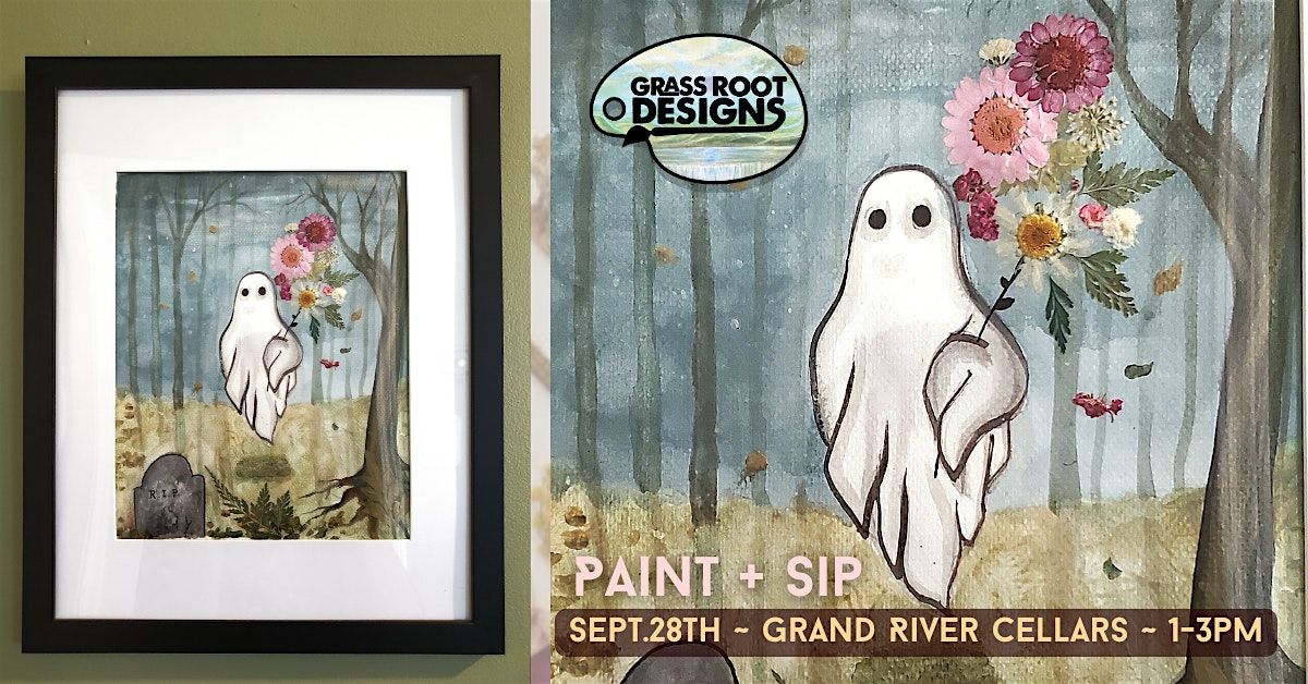 Framed Ghost with Pressed Flowers Paint + Sip | Grand River Cellars