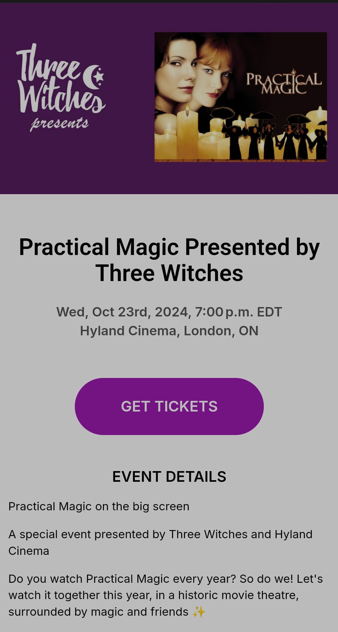 Practical Magic Presented by Three Witches