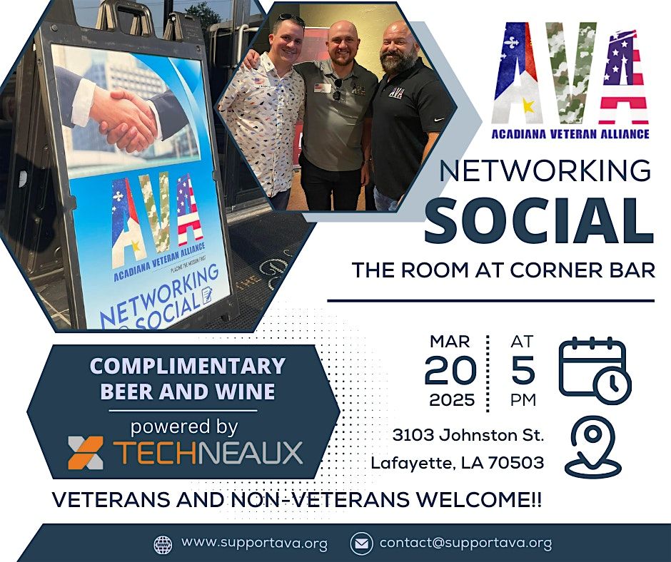 March 2025 AVA Networking Social at The Room at Corner Bar Lafayette!