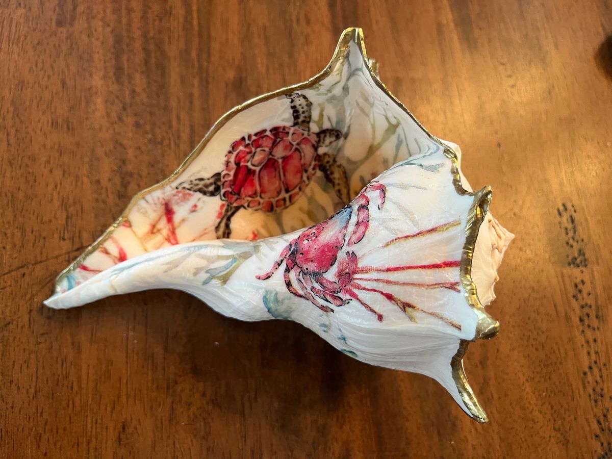 February 23rd, Decoupage Whelk Shell with artist Kim Brown