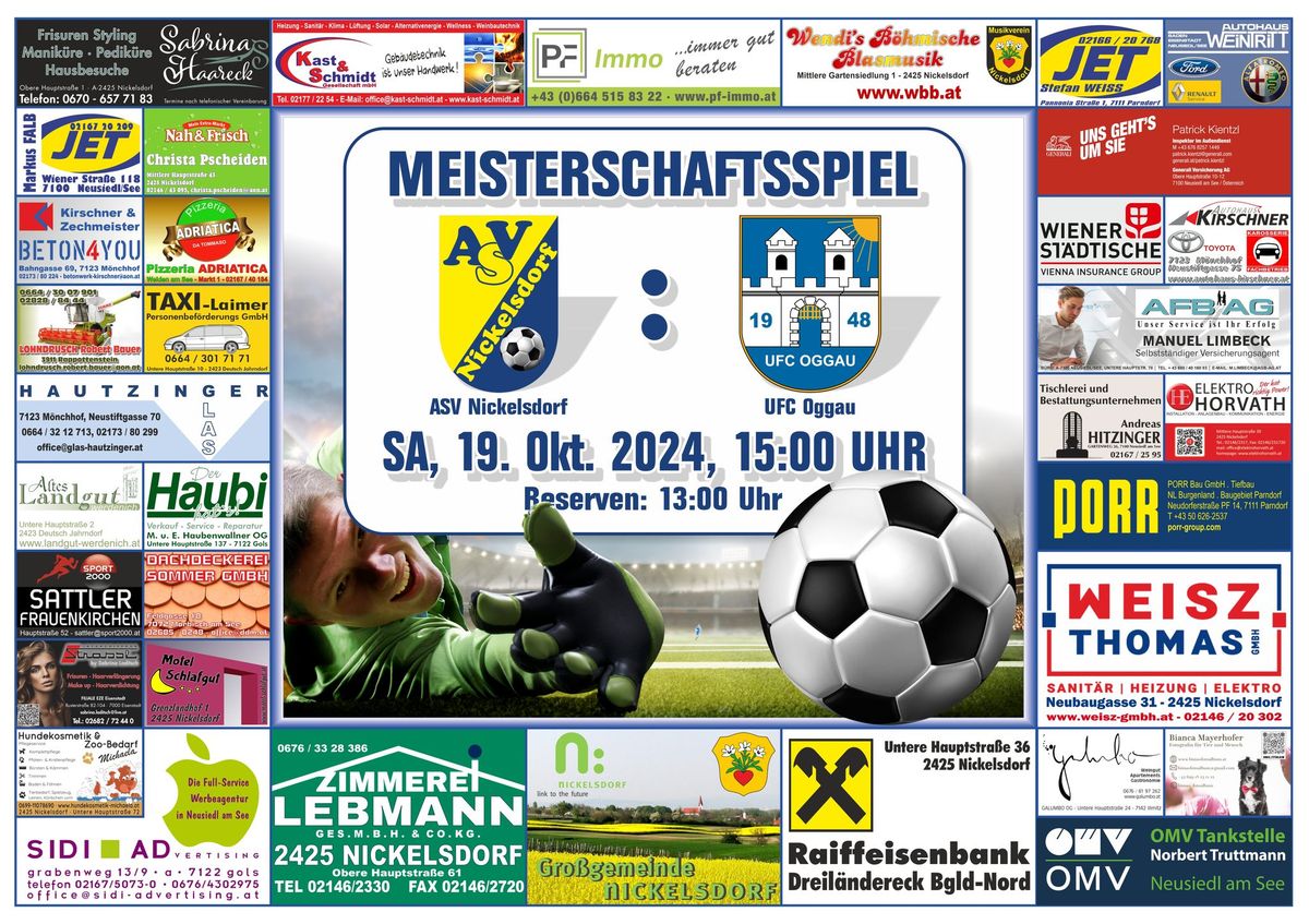 Meisterschaftsspiel 1. Klasse Bgld Nord ASV Nickelsdorf gegen UFC Oggau