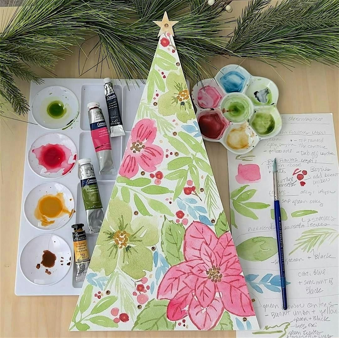Christmas Tree Watercolor Class at The Lake House