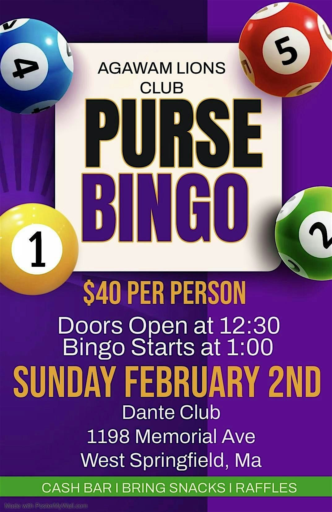 Agawam Lions Club Purse Bingo