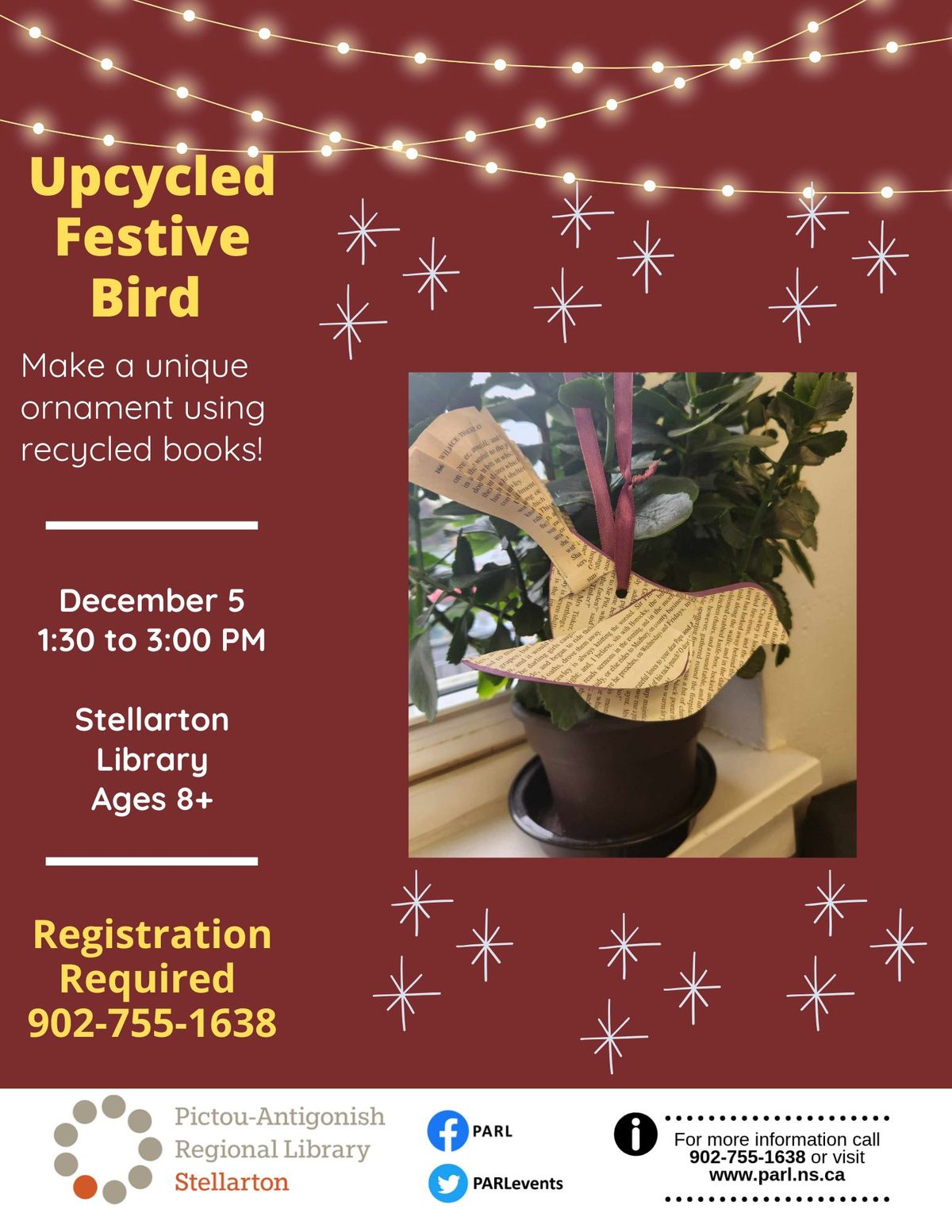 Upcycled Festive Bird ornament craft (ages 8+, registration required) - Stellarton