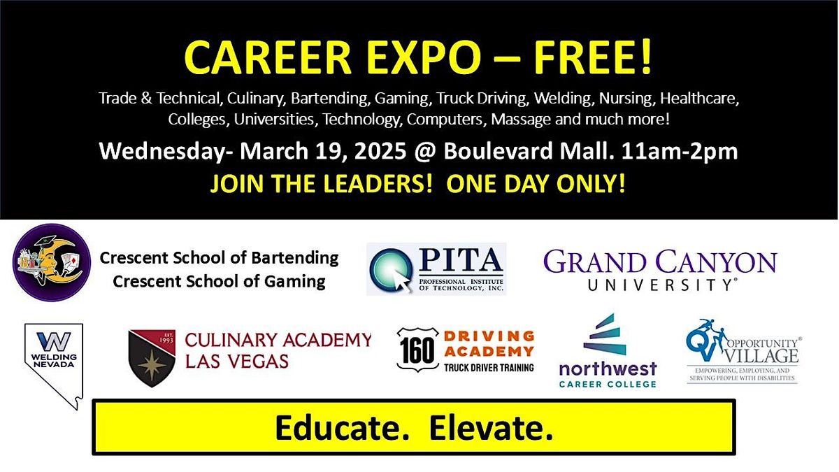 JOBS & CAREER TRAINING EXPO- FREE ADMISSION