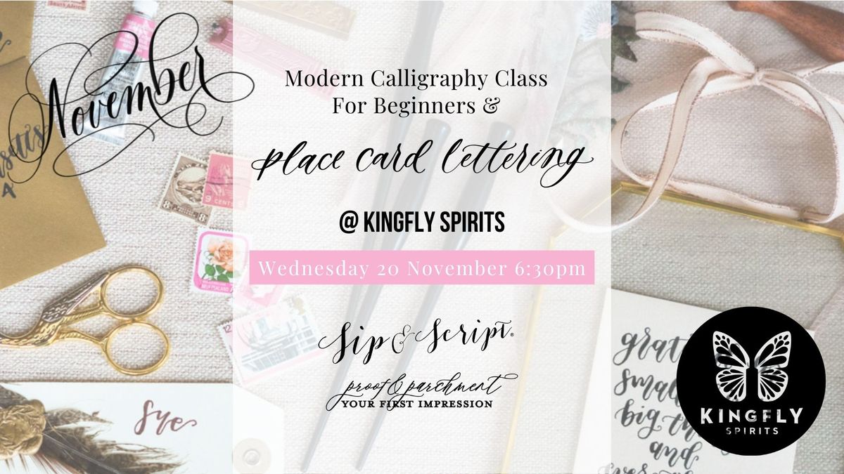 Modern Calligraphy & Holiday Place Card Lettering for Beginners at Kingfly Spirits