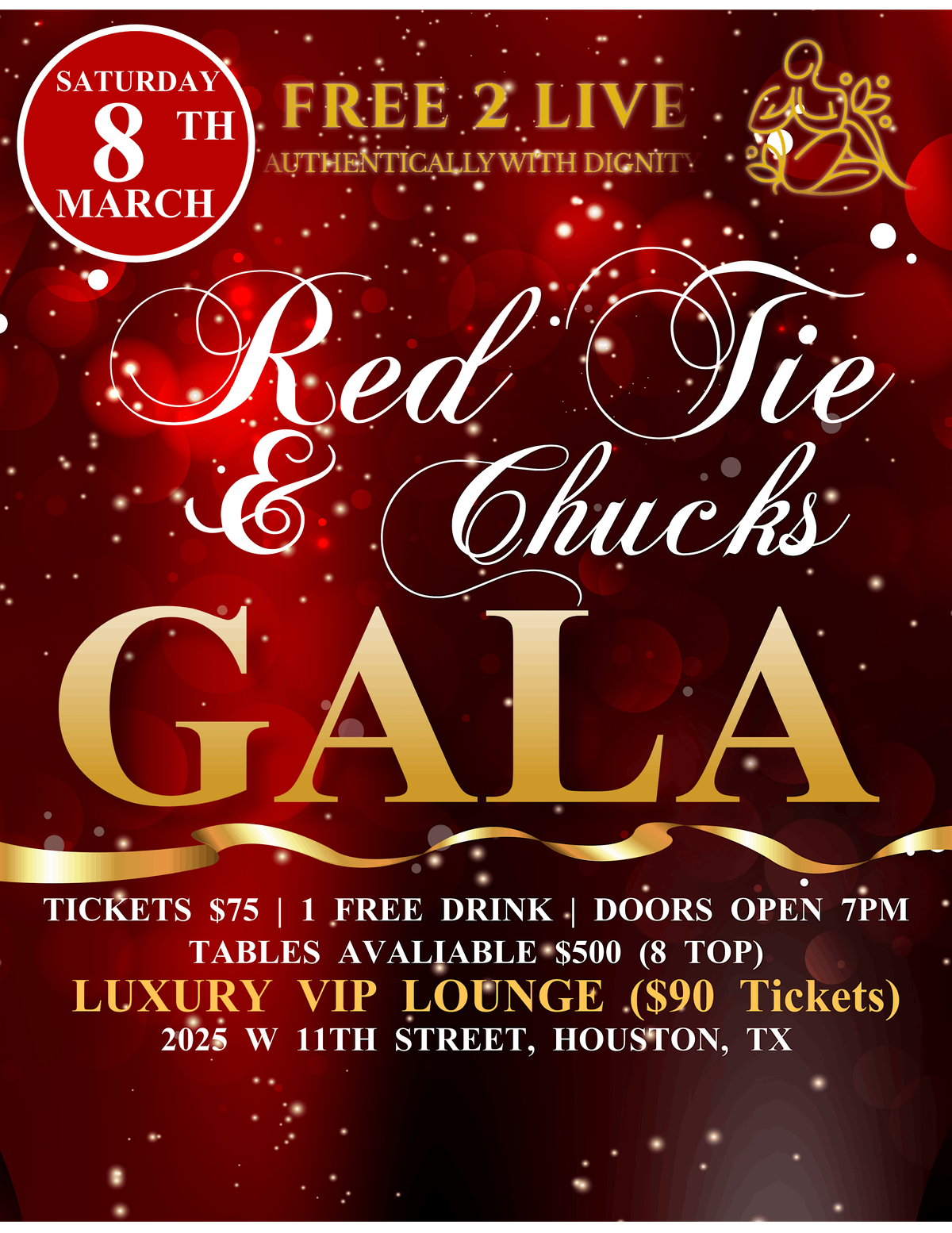 Free2Live Red Tie & Chucks Gala