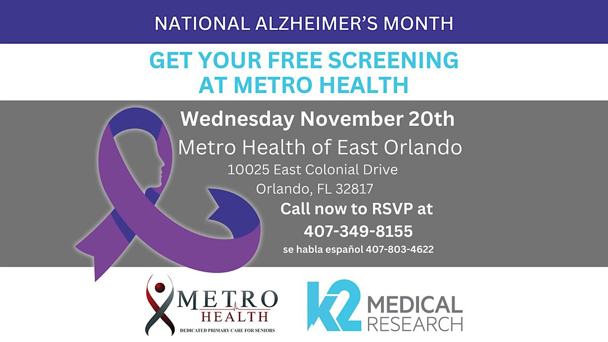 Free Memory Screening at Metro Health of East Orlando