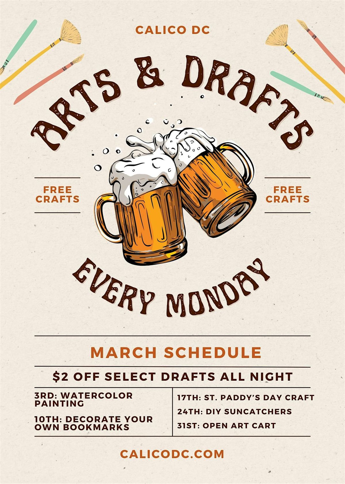 "Arts & Drafts" at Calico (Decorate Your Own Bookmarks)