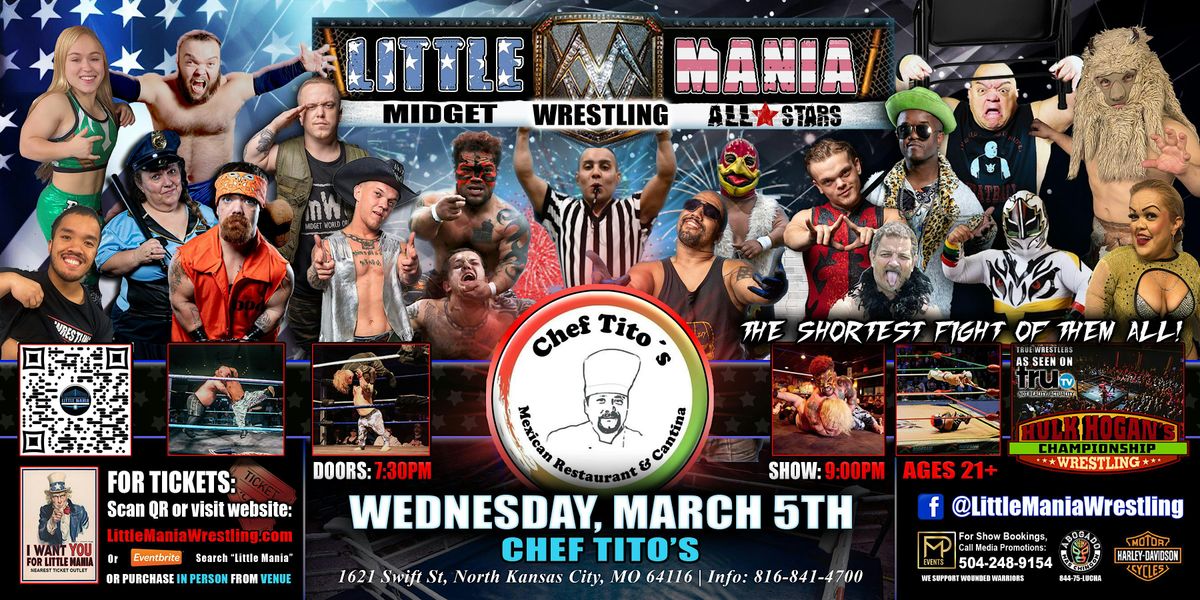 Kansas City, MO - Little Mania Midget Wrestling @ Chef Tito's