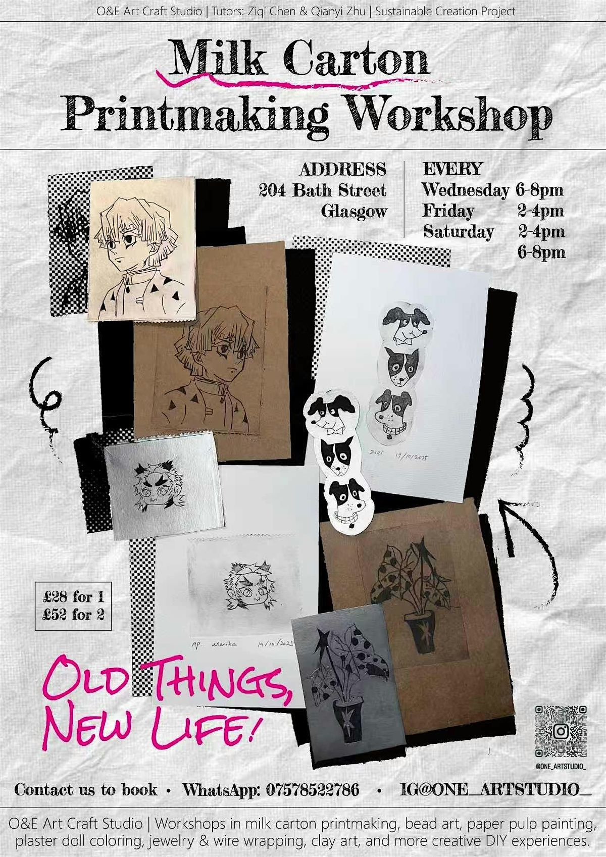 Milk Carton Printmaking Workshop \u2014 Sustainable Art from Everyday Waste!