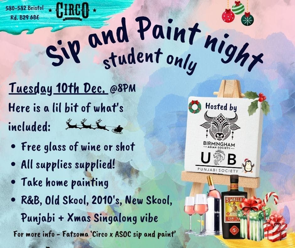 ASOC + PUNJABI SOC Sip and Paint 10th Dec.