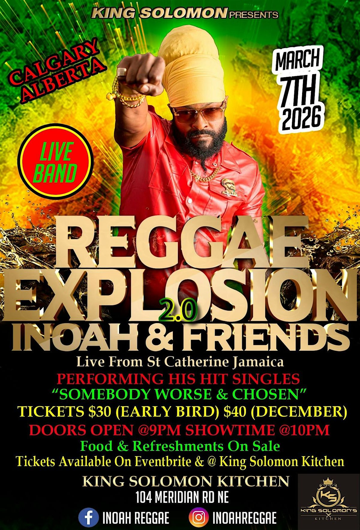 Reggae Explosion 2.0: Inoah & Friends Live in Calgary (Full Live Band)