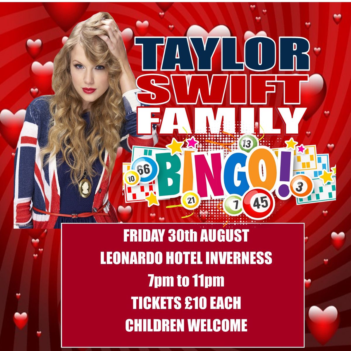 Inverness Taylor Swift Family Bingo