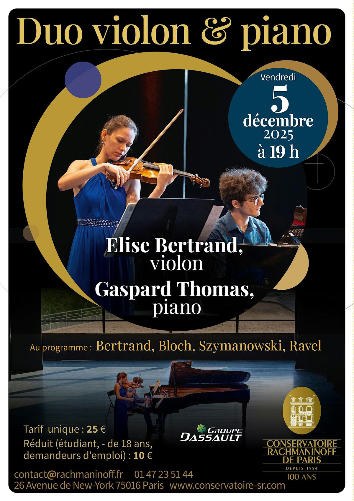 Duo violon et piano : Elise Bertrand et Gaspard Thomas