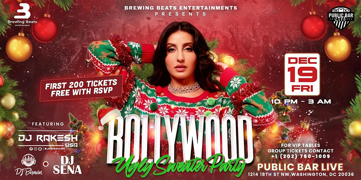 Bollywood Holiday Ugly Sweater Night \u2013 Public Bar Live DC