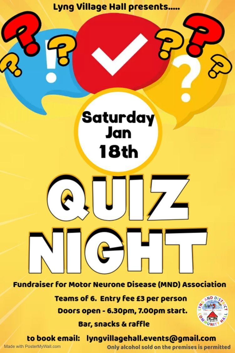 Quiz Night fundraiser for Motor Neurone Disease (MND) Association 