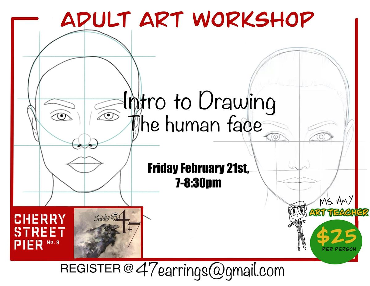 Adult art workshop, how to draw the face