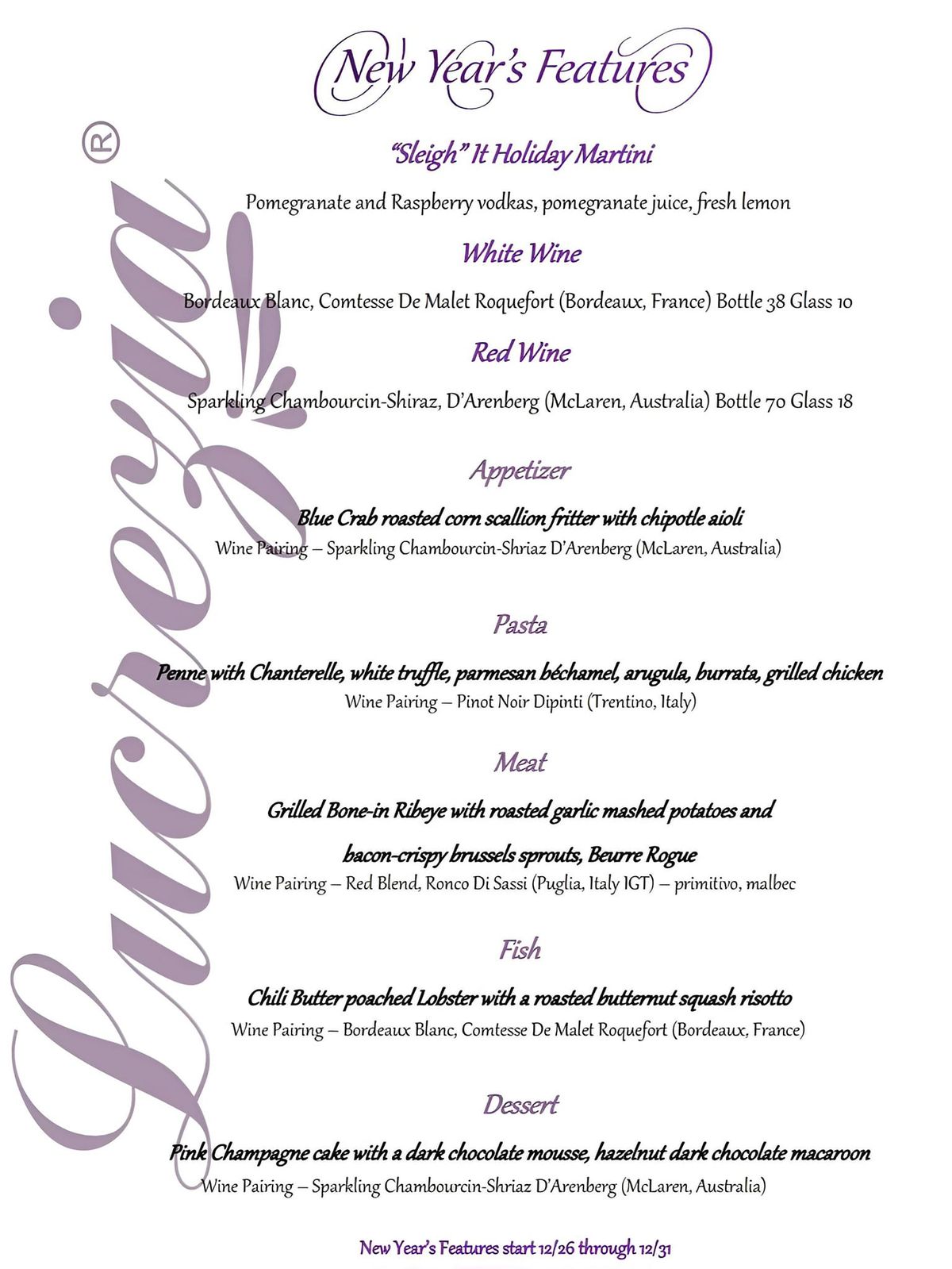 New Year\u2019s Eve Menu