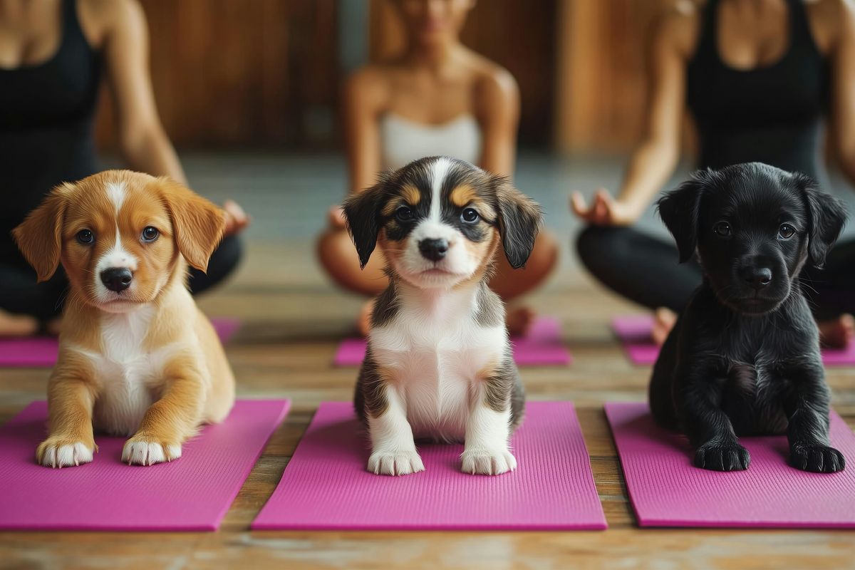 Zen Friday: Puppy Yoga with adoptable puppies from San Diego Humane Society