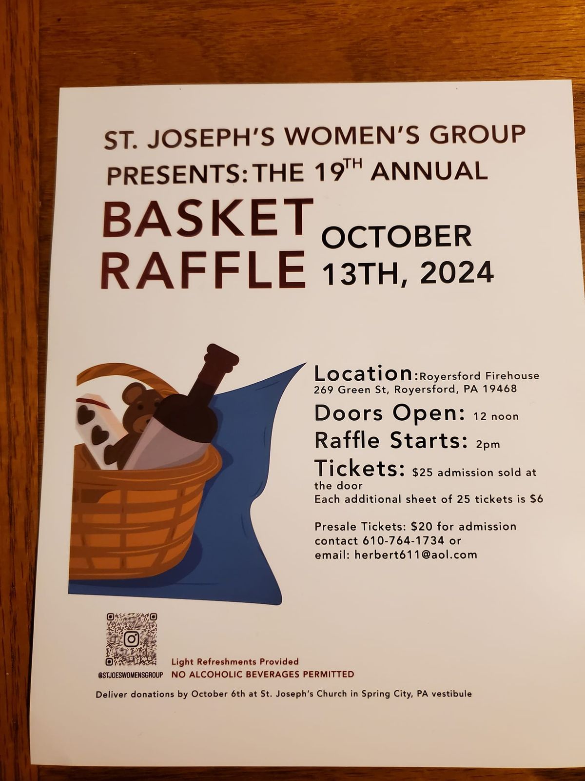 St. Joseph 19th Anual  Basket Raffle 