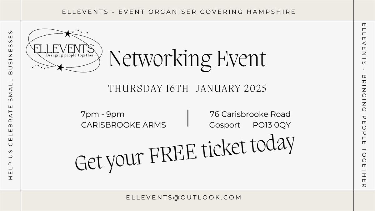 NETWORKING EVENT AT CARISBROOKE ARMS - GOSPORT PO13 0QY - 16.01.25