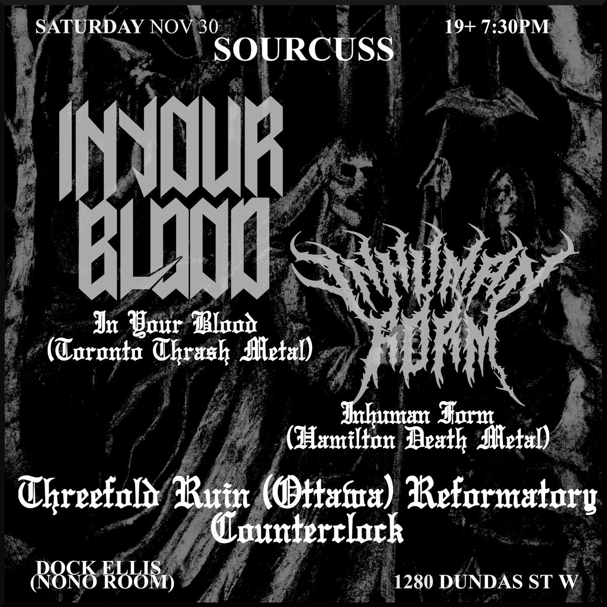 IN YOUR BLOOD, INHUMAN FORM, COUNTERCLOCK, REFORMATORY, THREEFOLD RUIN