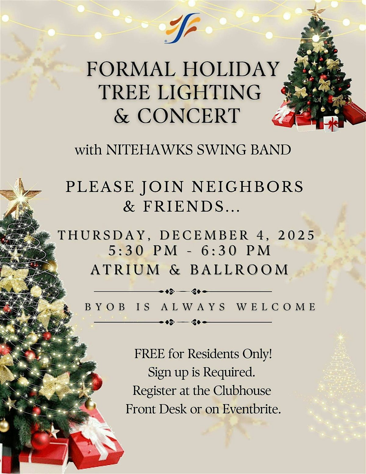 Formal Holiday Tree Lighting & Concert with Nighthawks Swing Band