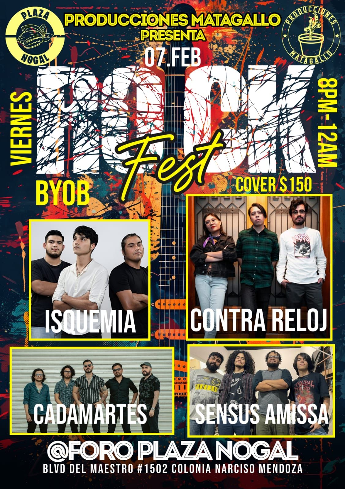 ROCK FEST en PLAZA NOGAL: CONTRA RELOJ, CADA MARTES, ISQUEMIA & SENSUS AMISSA