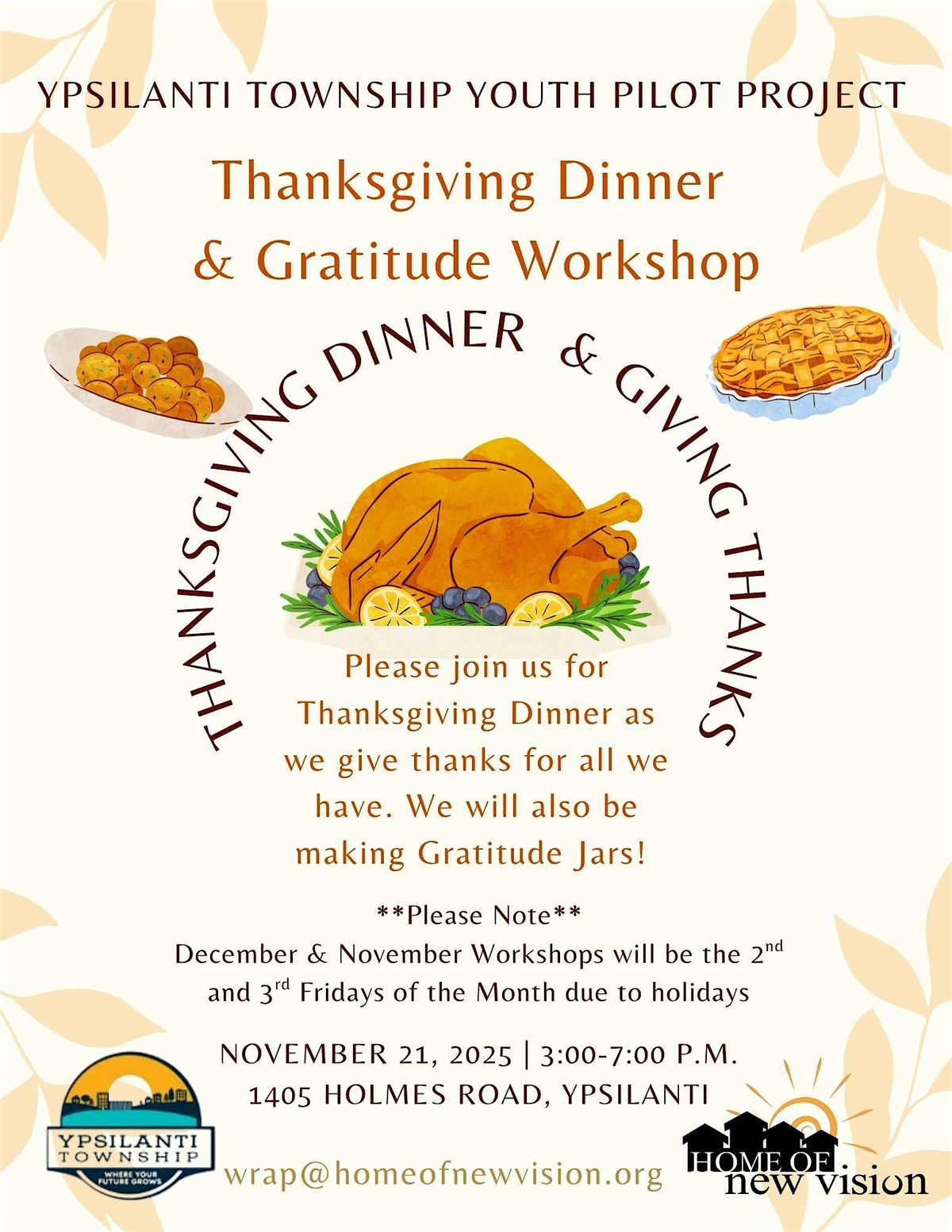 Ypsilanti Township Pilot Project Thanksgiving Dinner & Gratitude Workshop