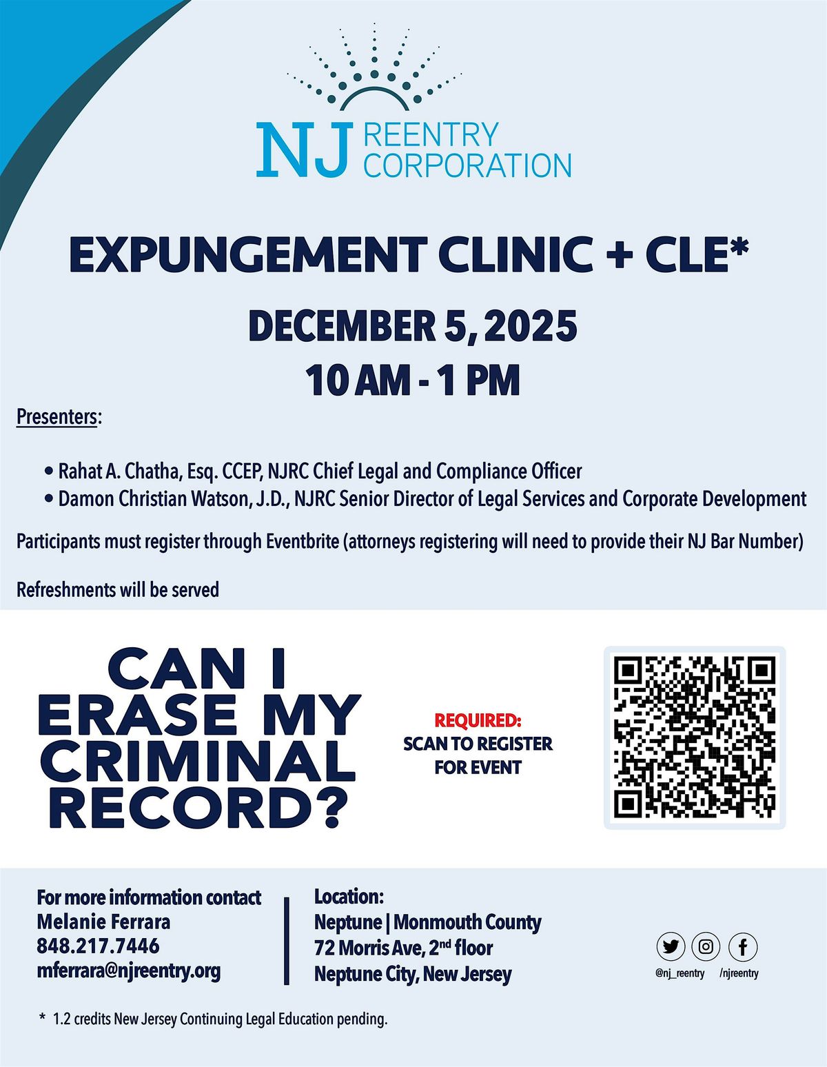 Neptune Expungement Seminar + Clinics