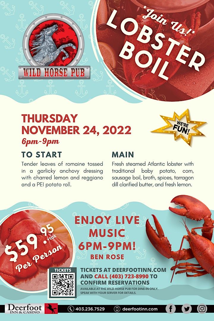 Wild Horse Pub Lobster Boil, Deerfoot Inn & Casino Wild Horse Pub