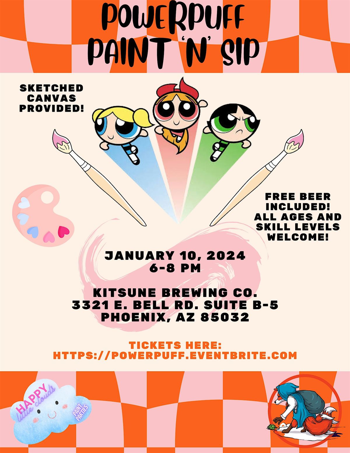 Powerpuff Paint and Sip at Kitsune Brewing Co.