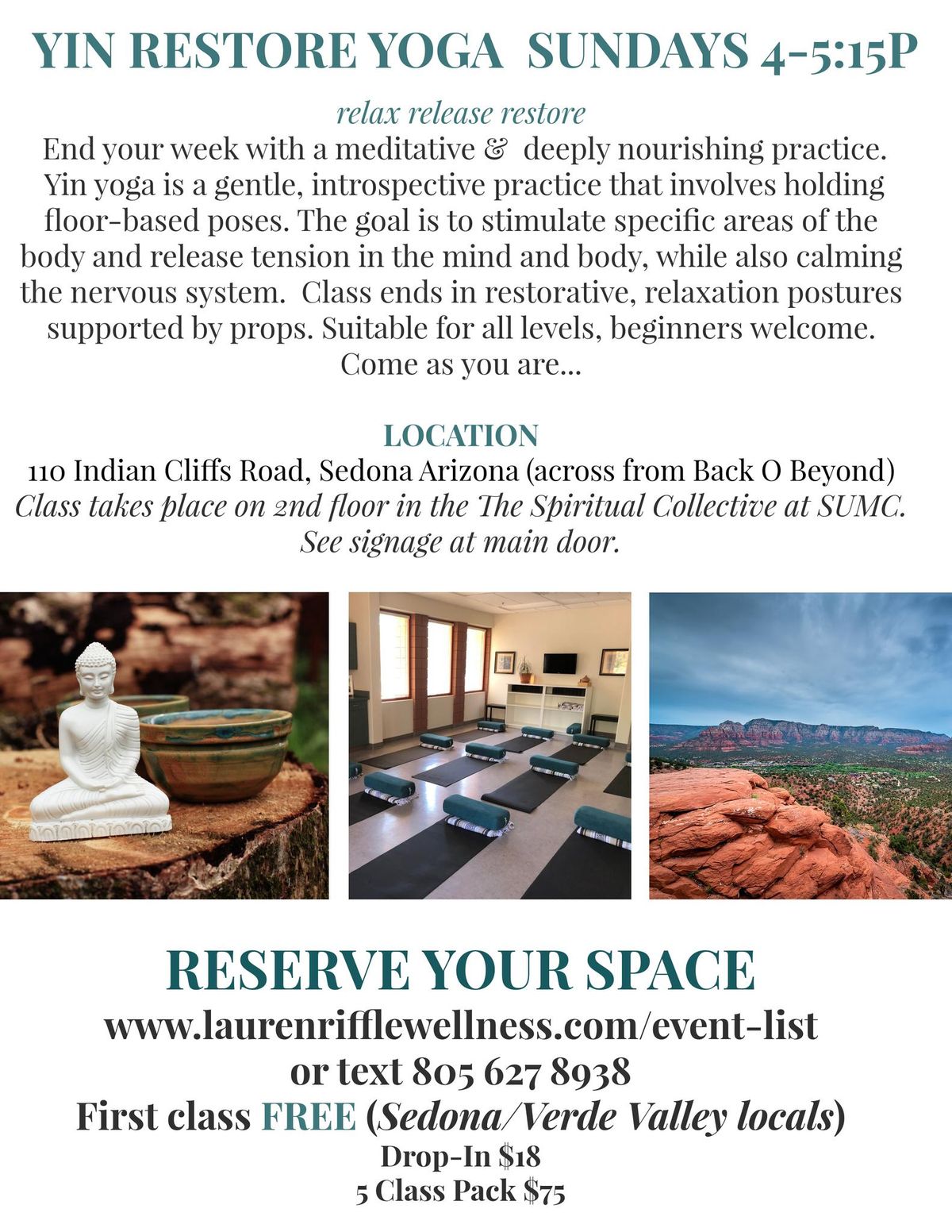 Yin Restore Yoga ~ Weekly, Sundays in Sedona